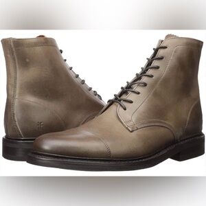 Frye Seth Stone Leather Lace-up Cap Toe Boots